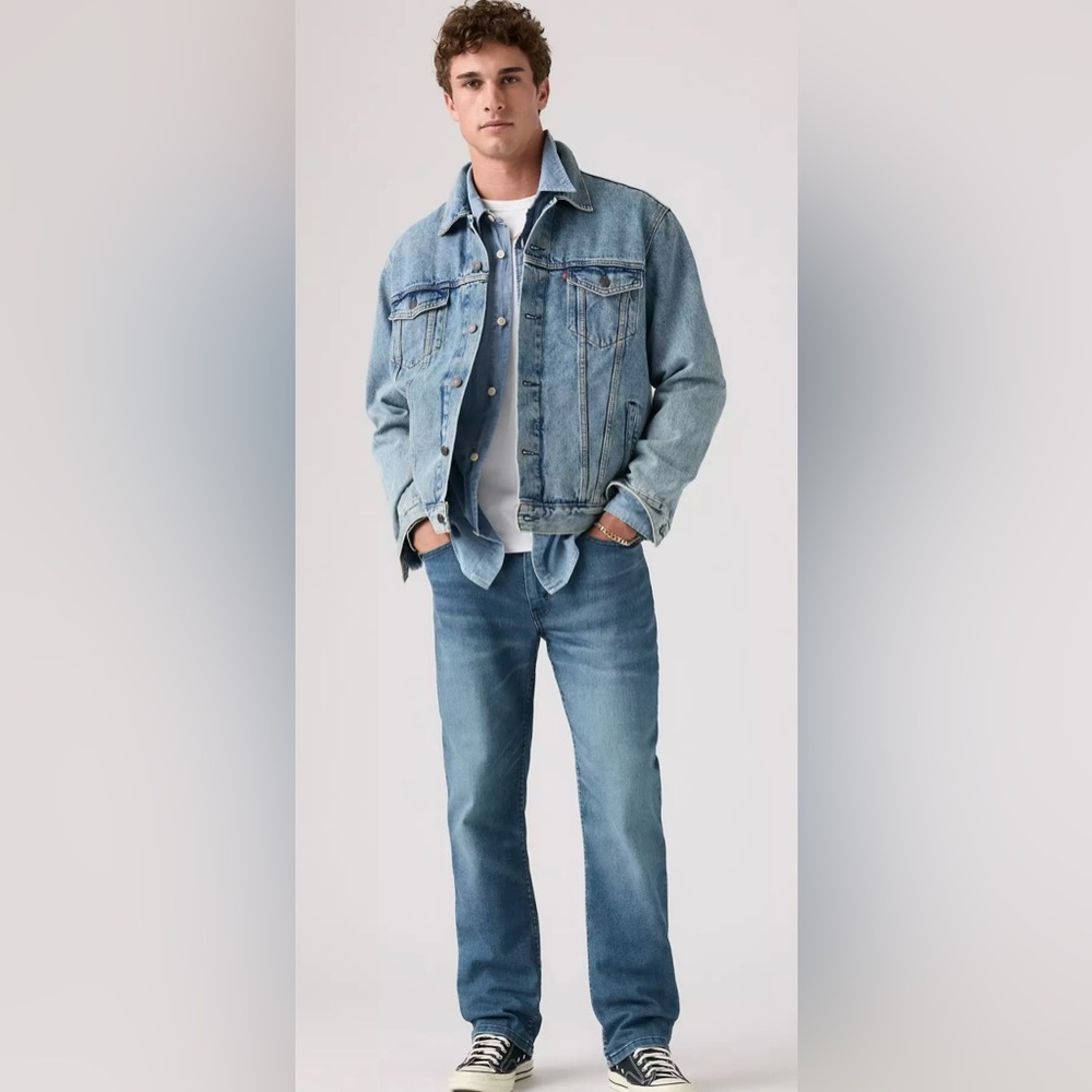 •LEVI’S•514 STRAIGHT FIT FLEX DENIM BLUE JEANS SIZE 36X32 EUC